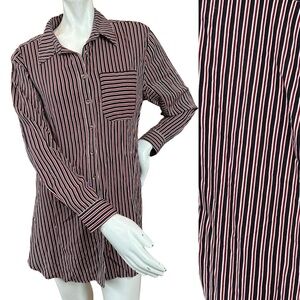 Anthropologie Maeve “Adelaide Poplin” Red White & Navy Striped Blouse Medium
